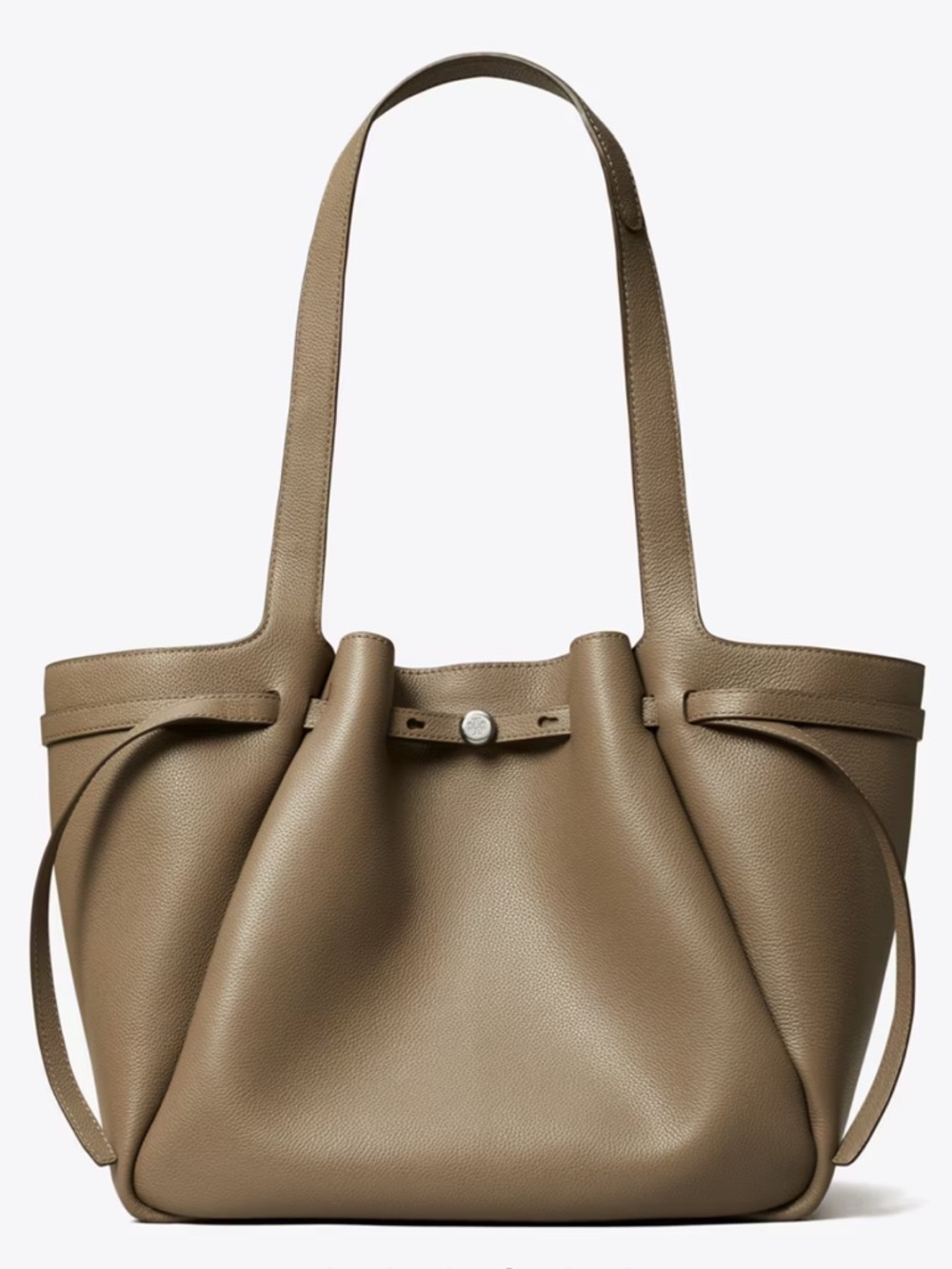 Tory Burch Large Romy Grey Wild Mushroom Tote Bag